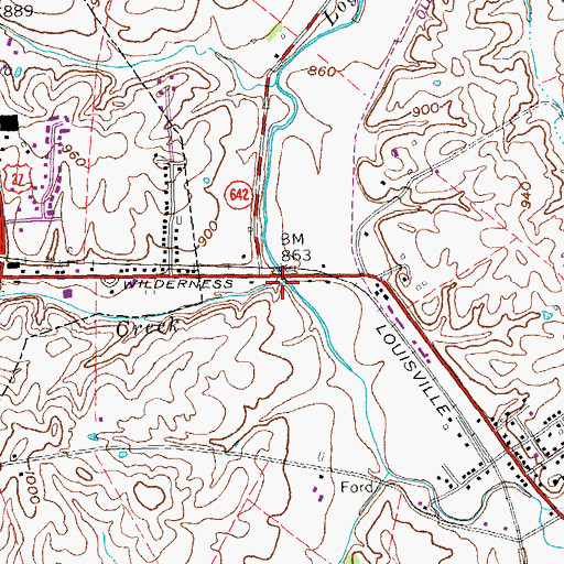Topographic Map of Saint Asaph Creek, KY