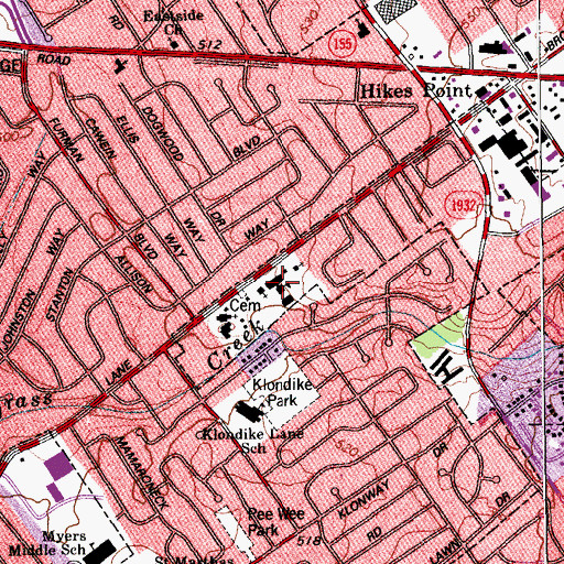 Topographic Map of Saint Barnabas School, KY