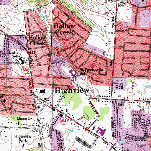 Topographic Map of Saint Bernards School, KY
