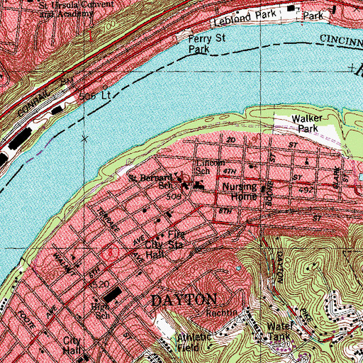 Topographic Map of Saint Bernard School, KY