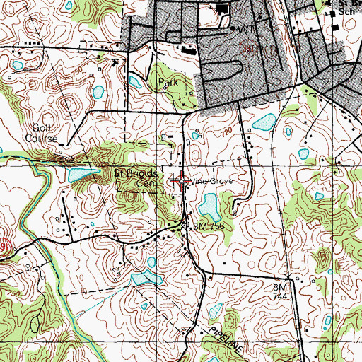 Topographic Map of Saint Brigids Cemetery, KY
