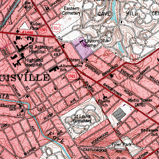 Topographic Map of Saint Brigids School, KY