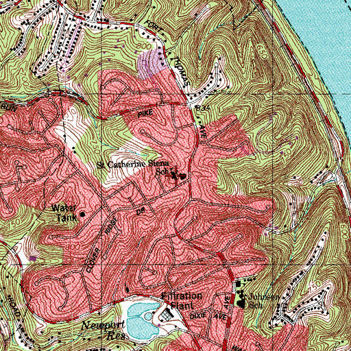Topographic Map of Saint Catherine Siena School, KY