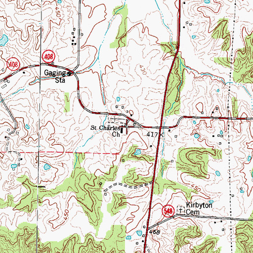Topographic Map of Saint Charles Church, KY