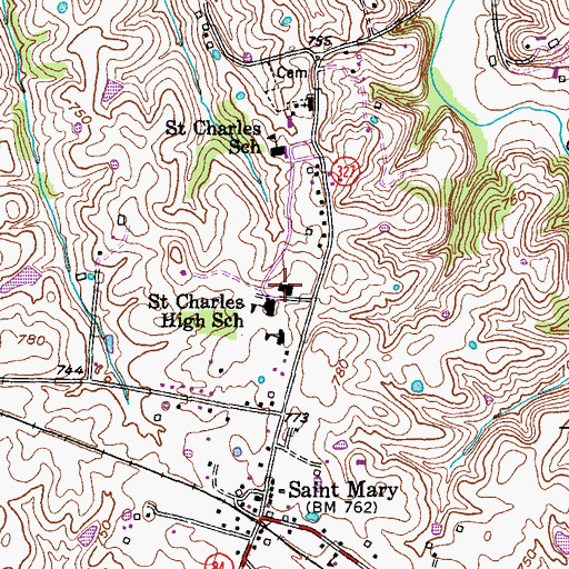 Topographic Map of Saint Charles Middle School, KY