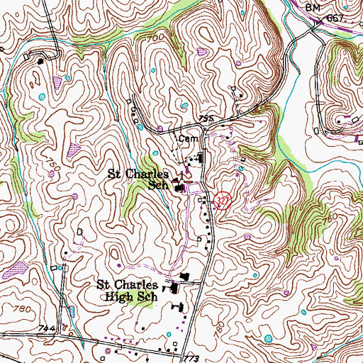 Topographic Map of Saint Charles School, KY