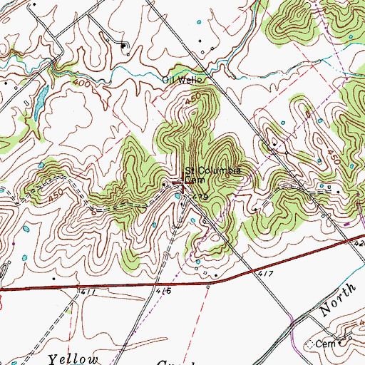 Topographic Map of Saint Columbia Cemetery, KY