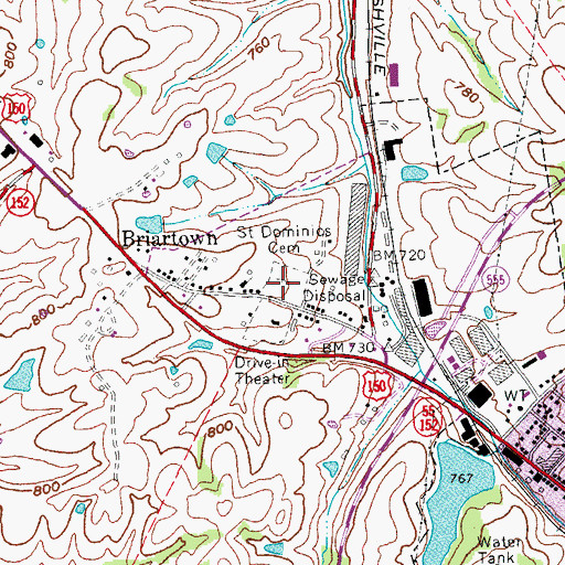 Topographic Map of Saint Dominics Cemetery, KY