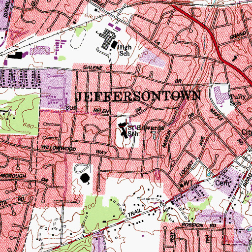 Topographic Map of Saint Edwards School, KY