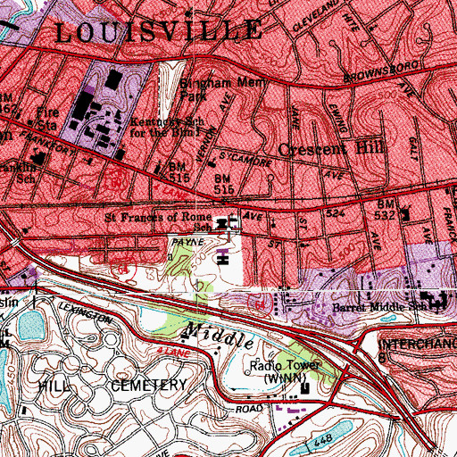 Topographic Map of Saint Frances of Rome School, KY