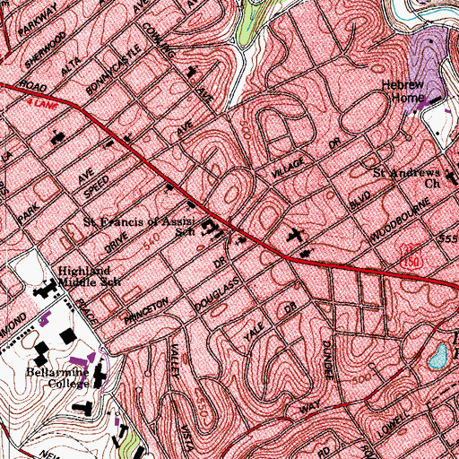 Topographic Map of Saint Francis of Assisi School, KY
