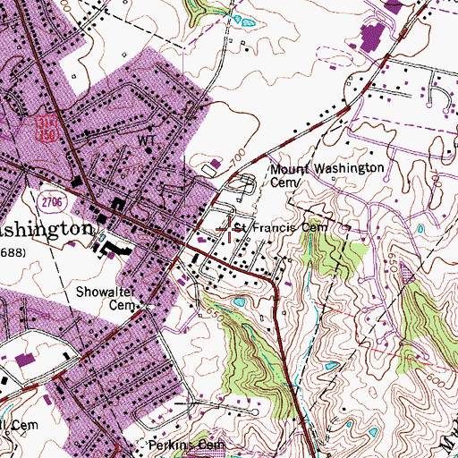 Topographic Map of Saint Francis Cemetery, KY