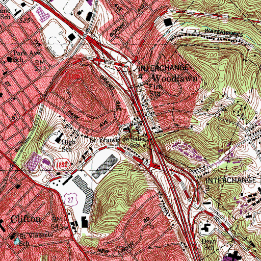 Topographic Map of Saint Francis And Holy Trinity Junior High School, KY