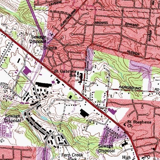 Topographic Map of Saint Gabriels School, KY