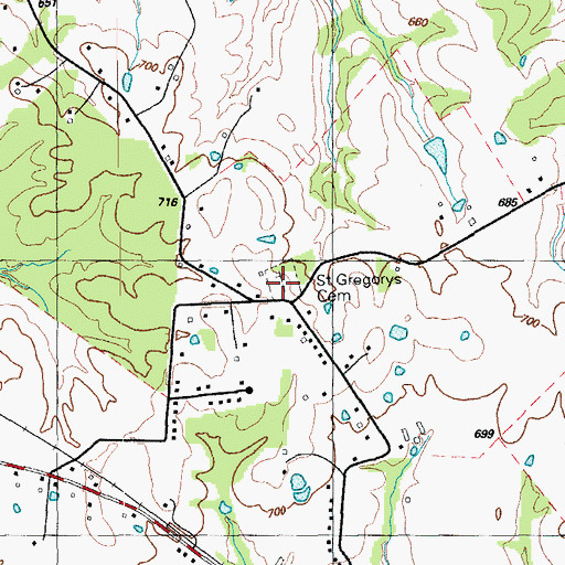 Topographic Map of Saint Gregorys Cemetery, KY