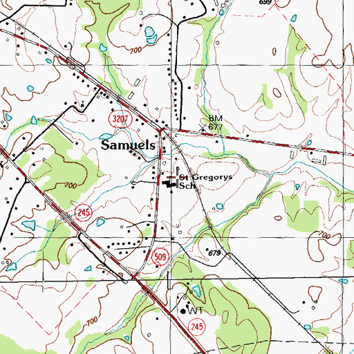 Topographic Map of Saint Gregorys School, KY
