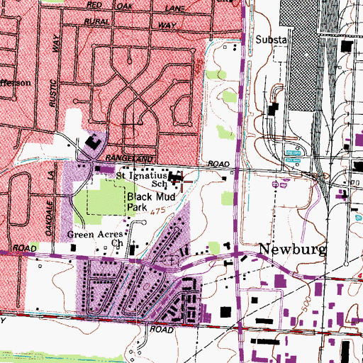 Topographic Map of Saint Ignatius Martyr School, KY