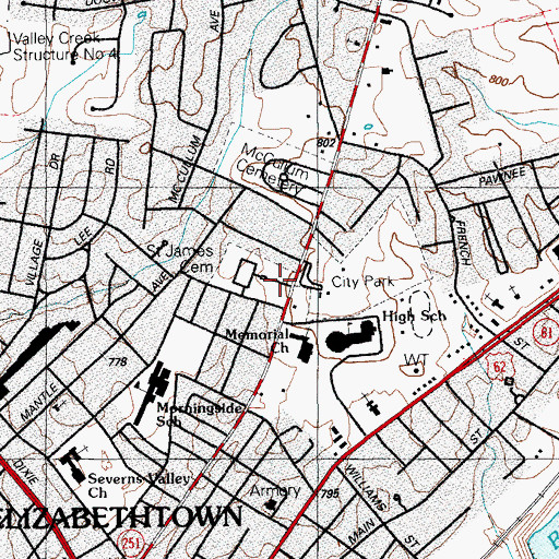 Topographic Map of Saint James Cemetery, KY