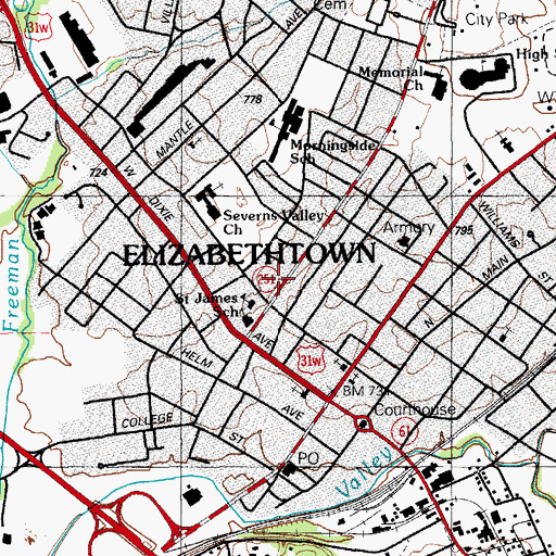Topographic Map of Saint James School, KY