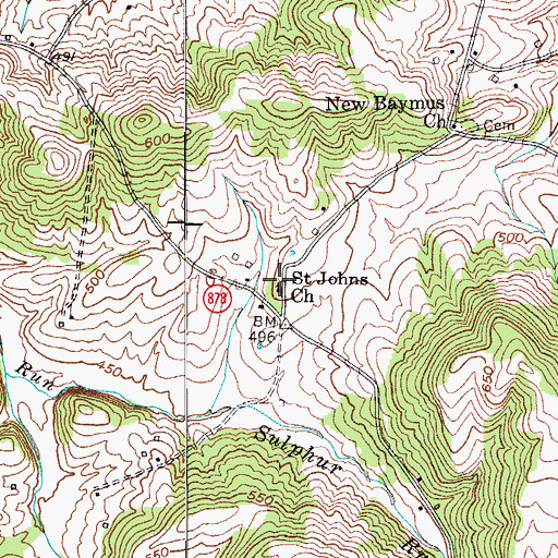 Topographic Map of Saint Johns Church, KY