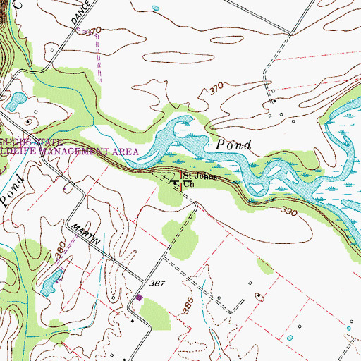 Topographic Map of Saint Johns Church, KY