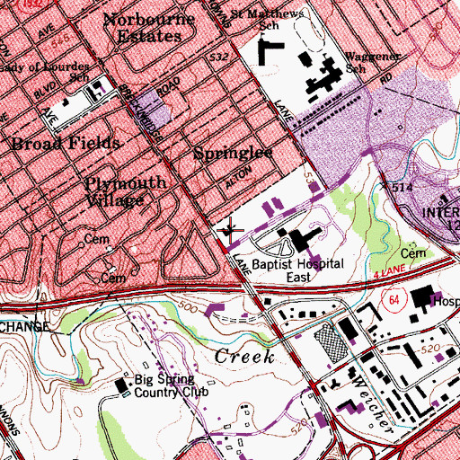 Topographic Map of Saint Johns Church, KY