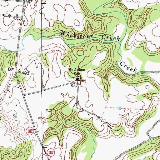 Topographic Map of Saint Johns School, KY