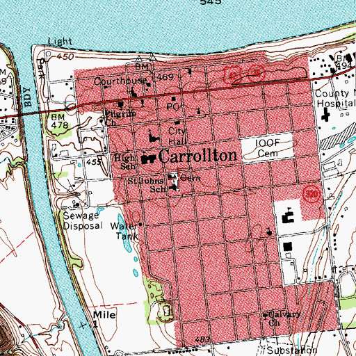 Topographic Map of Saint Johns School, KY