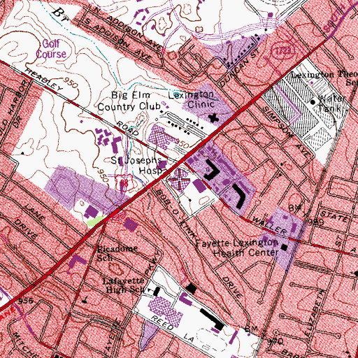 Topographic Map of Saint Joseph Hospital, KY