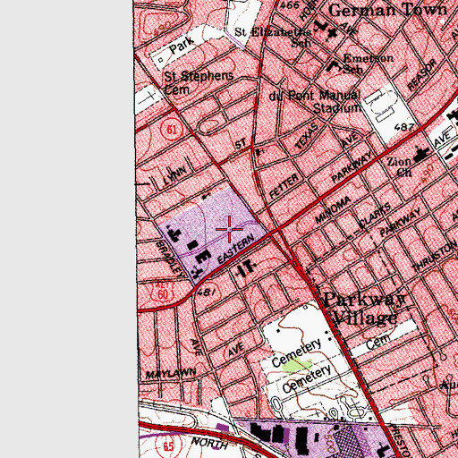 Topographic Map of Saint Josephs Infirmary, KY
