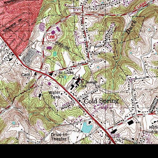 Topographic Map of Saint Josephs School, KY