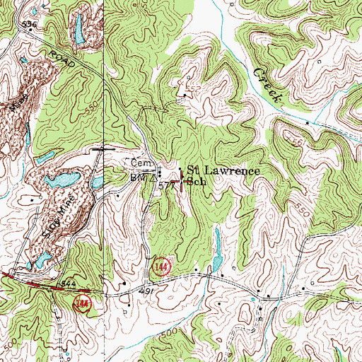 Topographic Map of Saint Lawrence School, KY