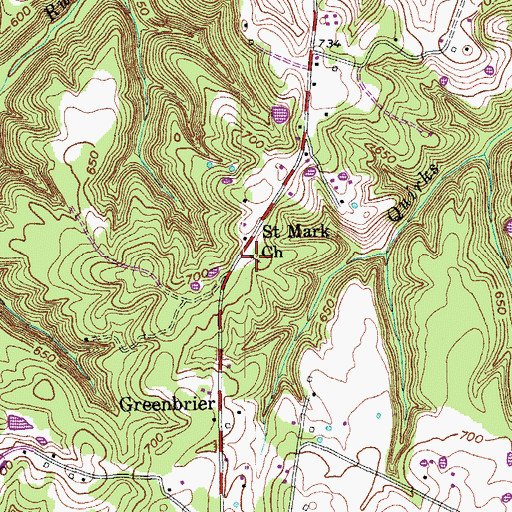 Topographic Map of Saint Mark Church, KY