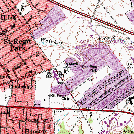 Topographic Map of Saint Marks Church, KY