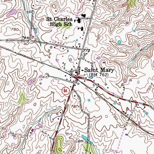 Topographic Map of Saint Mary, KY