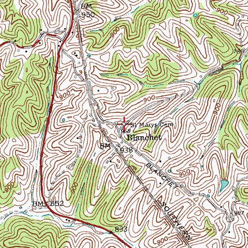 Topographic Map of Saint Marys Cemetery, KY