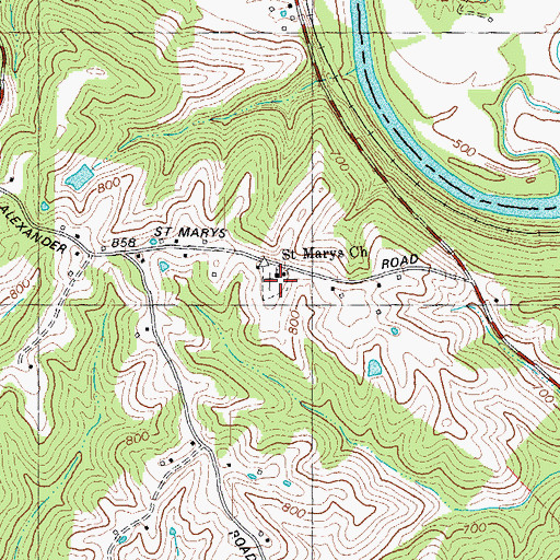 Topographic Map of Saint Marys Church, KY