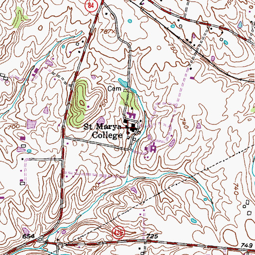 Topographic Map of Saint Marys College, KY