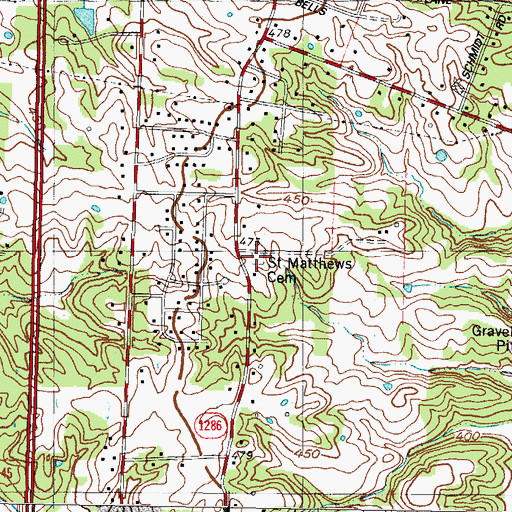 Topographic Map of Saint Matthews Cemetery, KY