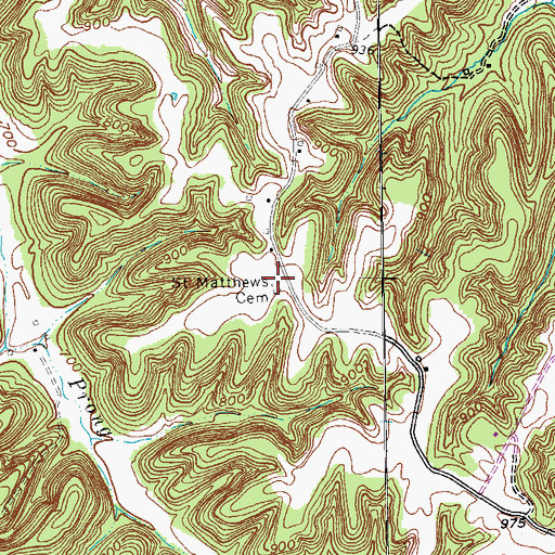Topographic Map of Saint Matthews Cemetery, KY