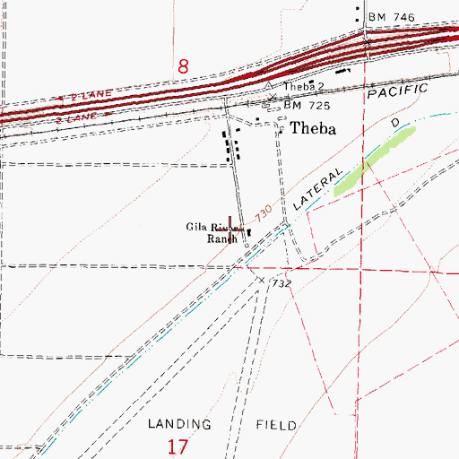 Topographic Map of Gila River Ranch, AZ