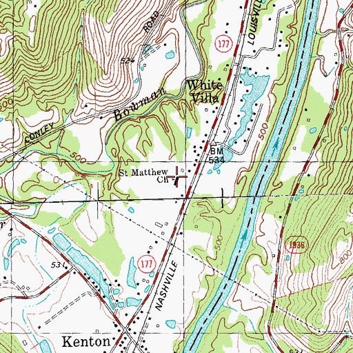 Topographic Map of Saint Matthews School, KY
