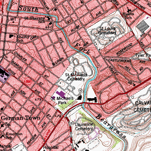 Topographic Map of Saint Michael Cemetery, KY