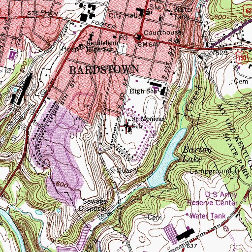 Topographic Map of Saint Monica School, KY