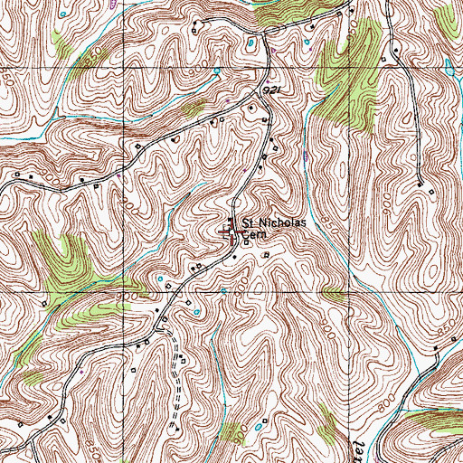 Topographic Map of Saint Nicholas Cemetery, KY
