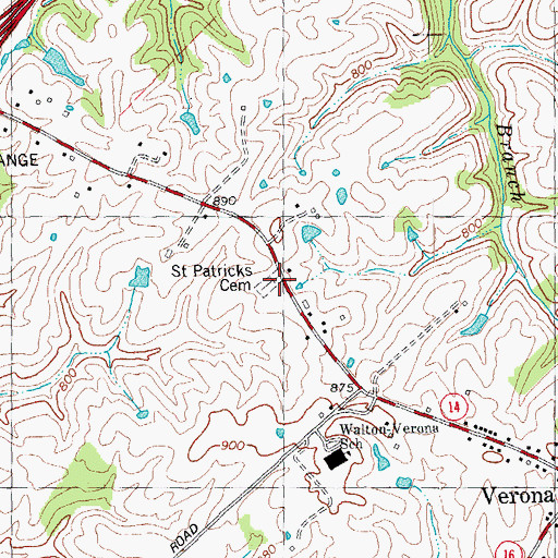Topographic Map of Saints Patricks Cemetery, KY