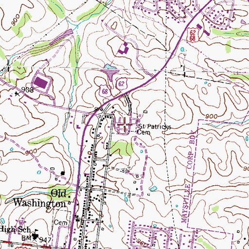 Topographic Map of Saint Patricks Church, KY