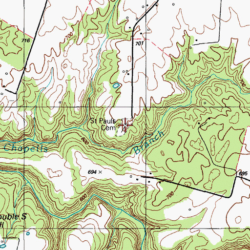 Topographic Map of Saint Pauls Cemetery, KY