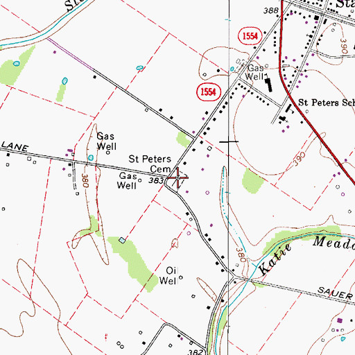 Topographic Map of Saint Peters Cemetery, KY