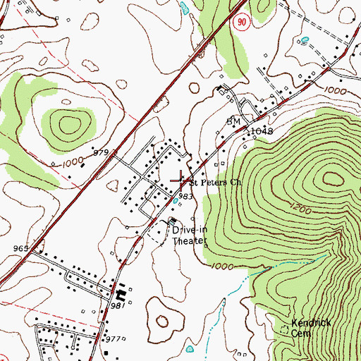 Topographic Map of Saint Peters Church, KY